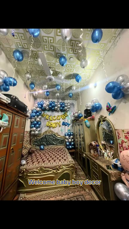 Welcome baby boy, blue and silver, decorated by Event Integration in Faisalabad